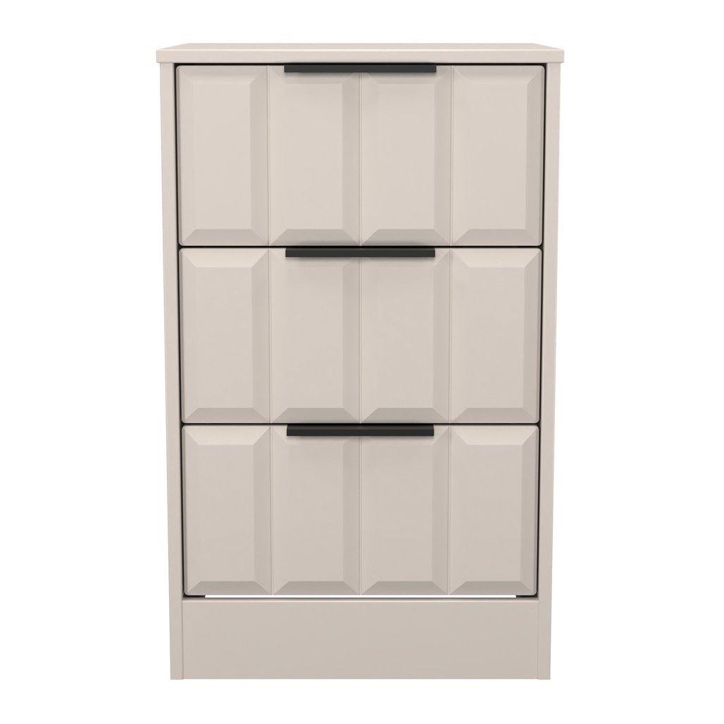 New York 3 Drawer Bedside Table with Black Handles