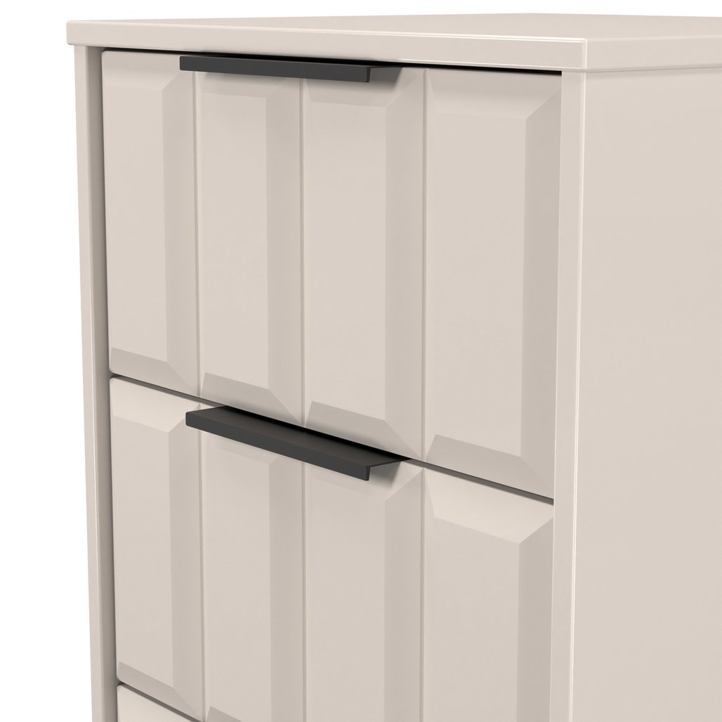 New York 3 Drawer Bedside Table with Black Handles