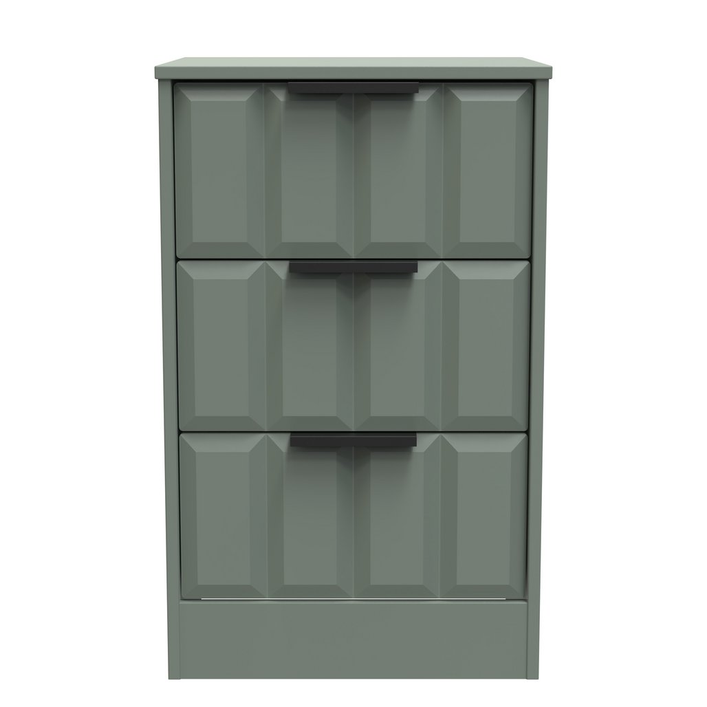New York 3 Drawer Bedside Table with Black Handles