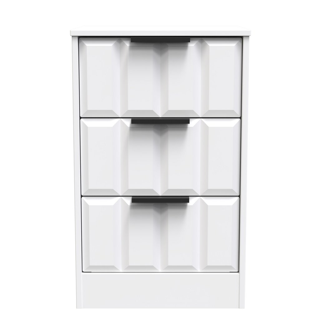 New York 3 Drawer Bedside Table with Black Handles