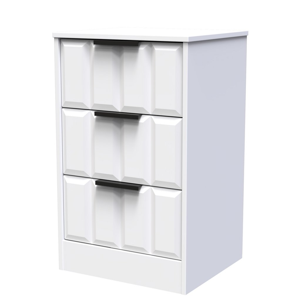 New York 3 Drawer Bedside Table with Black Handles