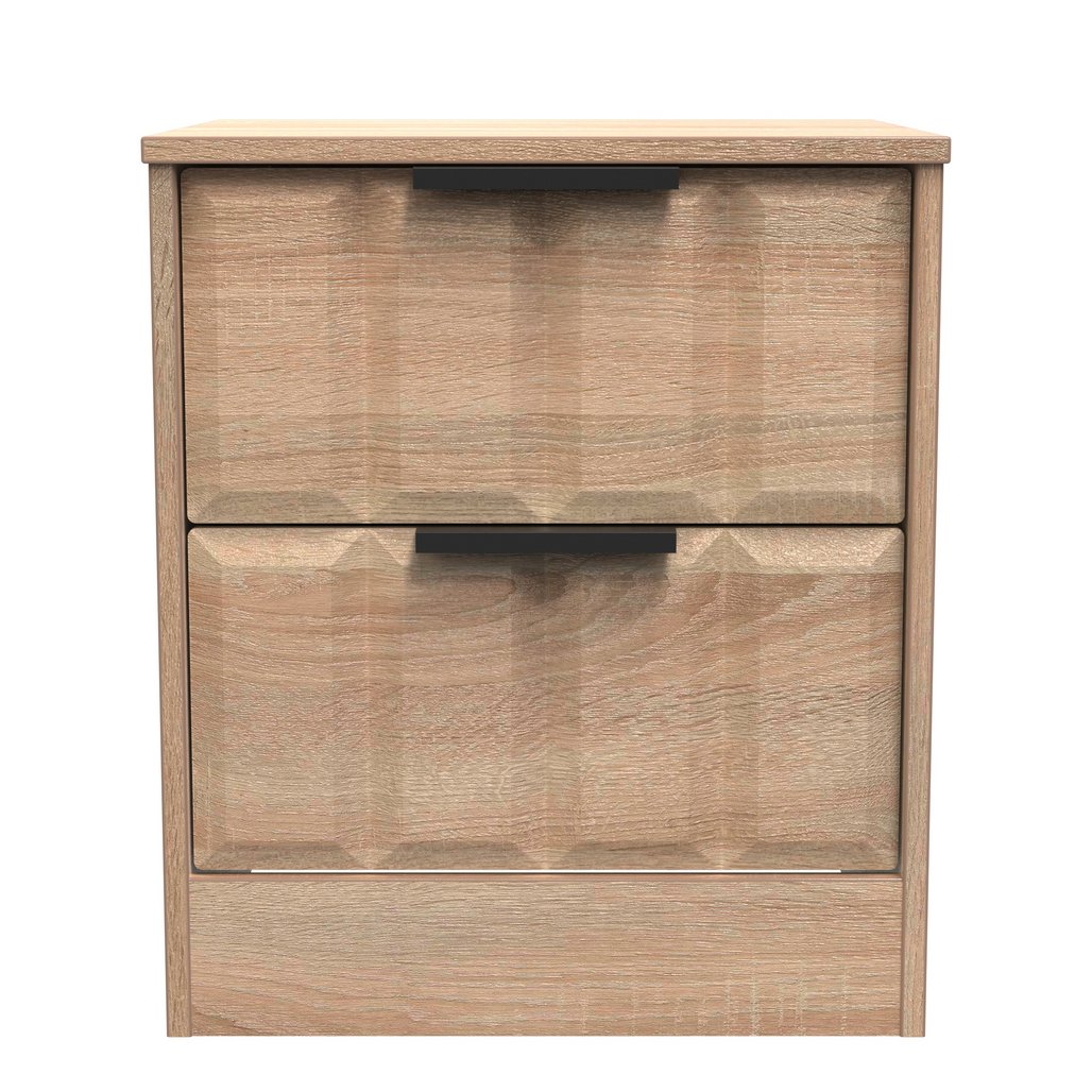 New York 2 Drawer Bedside Cabinet with Black Handles