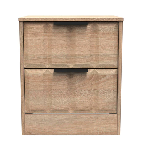 New York 2 Drawer Bedside Cabinet with Black Handles