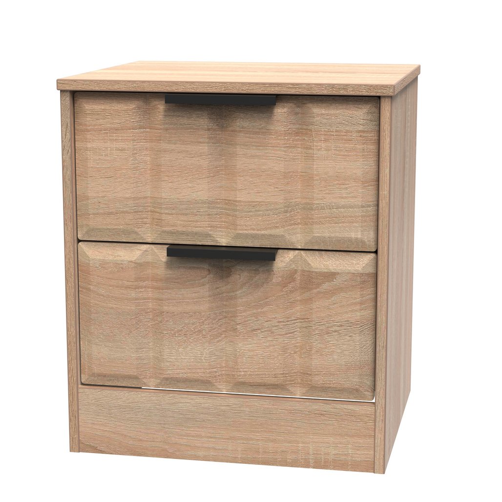 New York 2 Drawer Bedside Cabinet with Black Handles