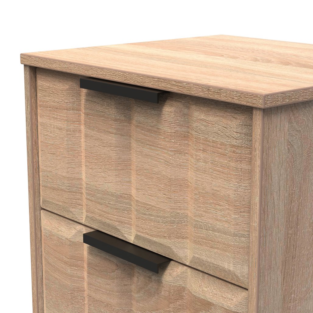 New York 2 Drawer Bedside Cabinet with Black Handles
