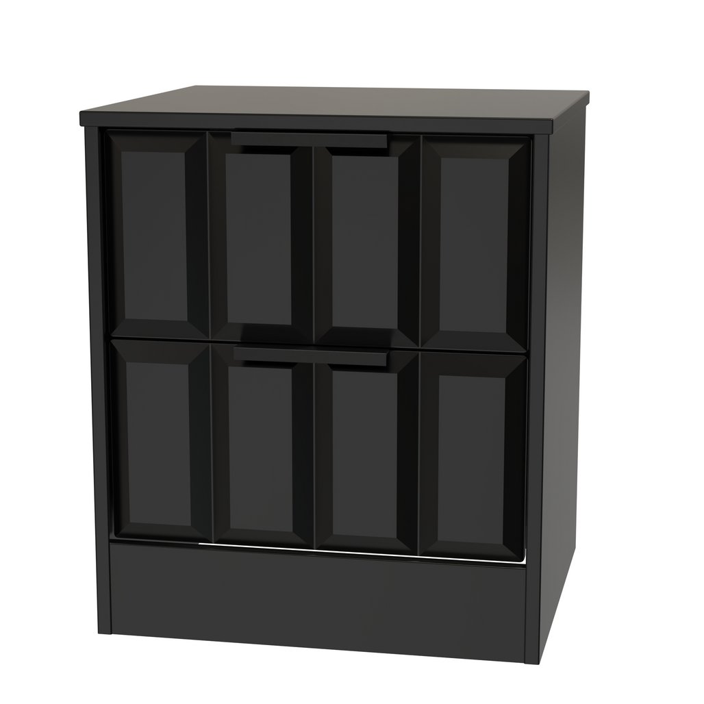 New York 2 Drawer Bedside Cabinet with Black Handles