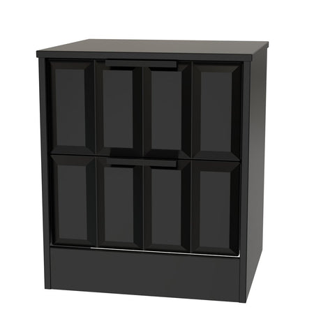 New York 2 Drawer Bedside Cabinet with Black Handles