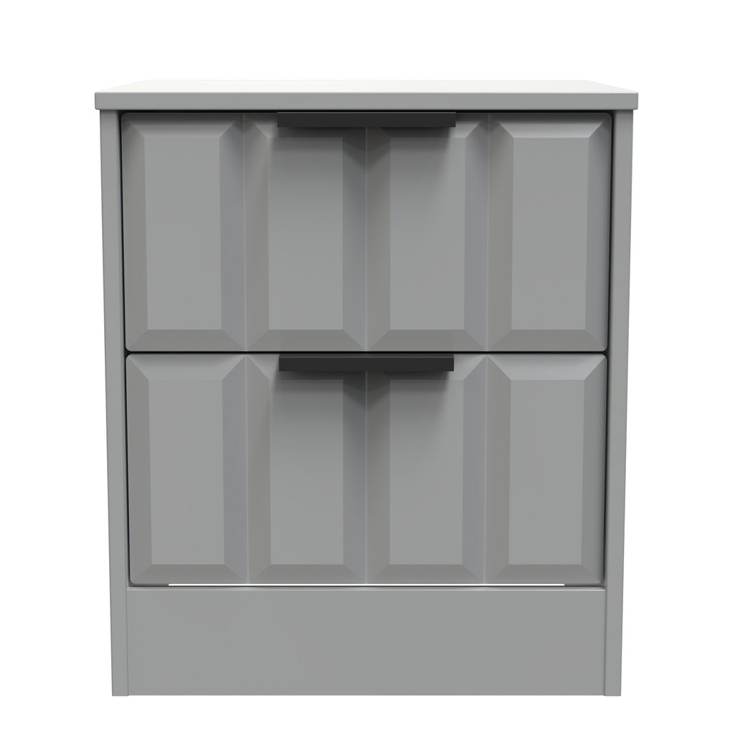 New York 2 Drawer Bedside Cabinet with Black Handles