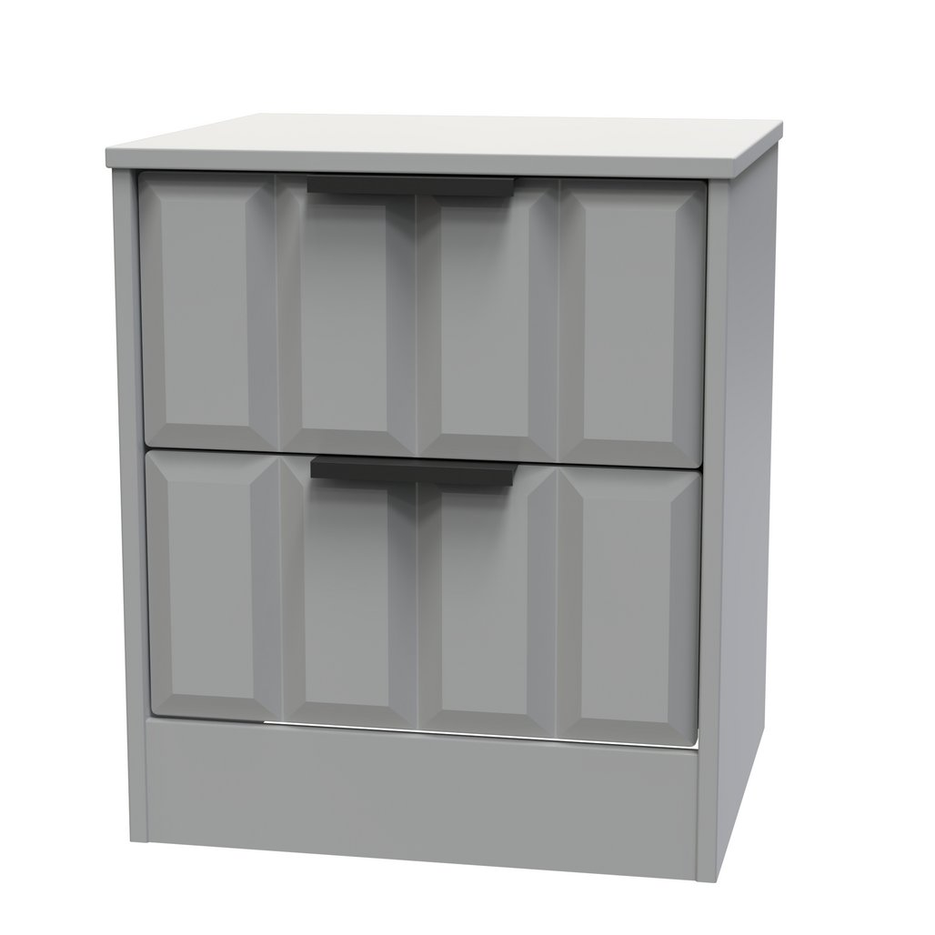 New York 2 Drawer Bedside Cabinet with Black Handles