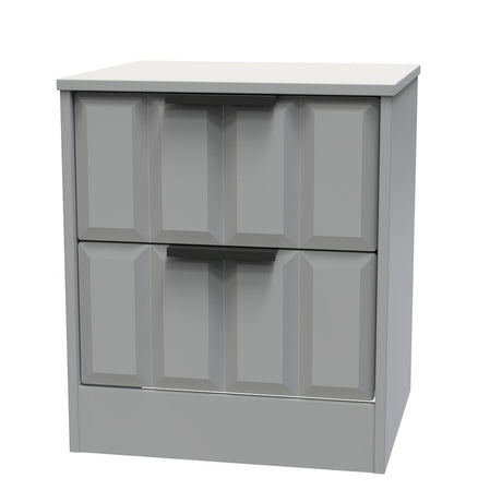 New York 2 Drawer Bedside Cabinet with Black Handles