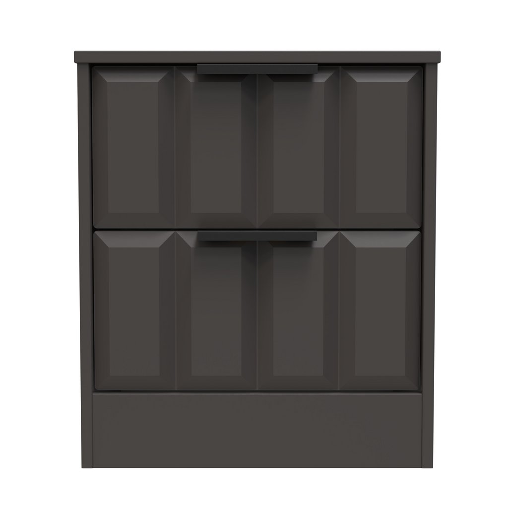 New York 2 Drawer Bedside Cabinet with Black Handles