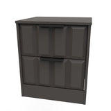 New York 2 Drawer Bedside Cabinet with Black Handles