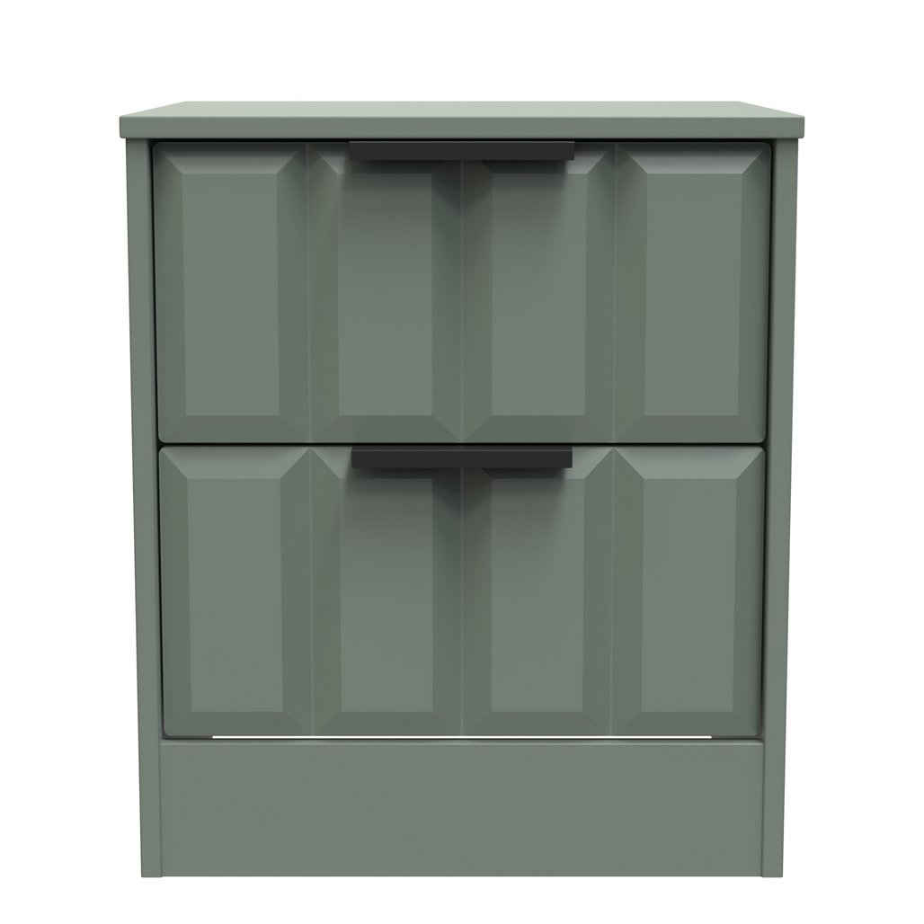 New York 2 Drawer Bedside Cabinet with Black Handles