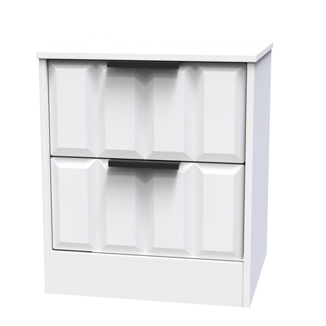 New York 2 Drawer Bedside Cabinet with Black Handles