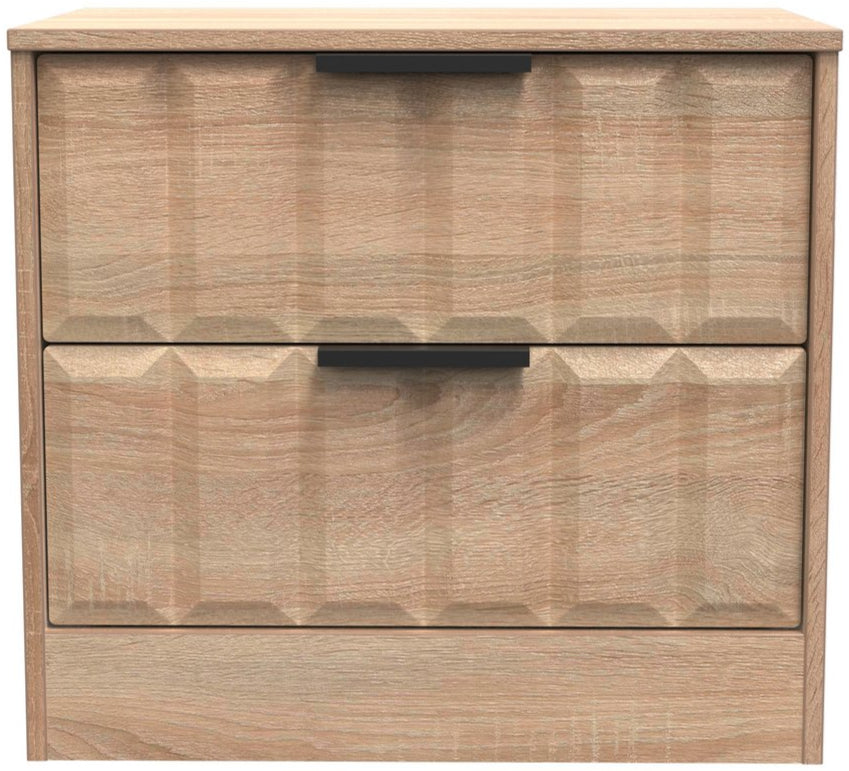 New York 2 Drawer Midi Chest with Black Handles