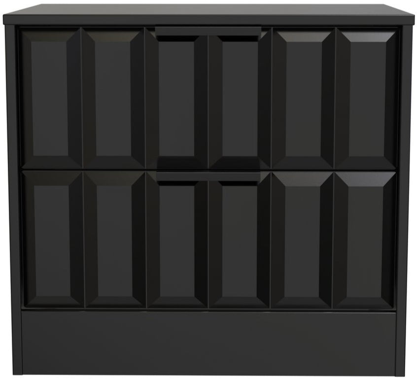 New York 2 Drawer Midi Chest with Black Handles