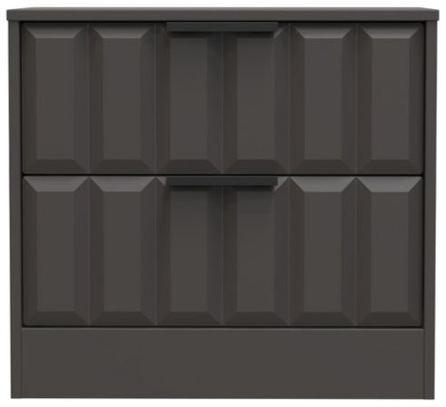 New York 2 Drawer Midi Chest with Black Handles