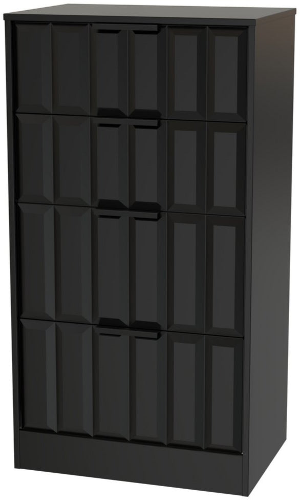 New York 4 Drawer Deep Midi Chest with Black Handles