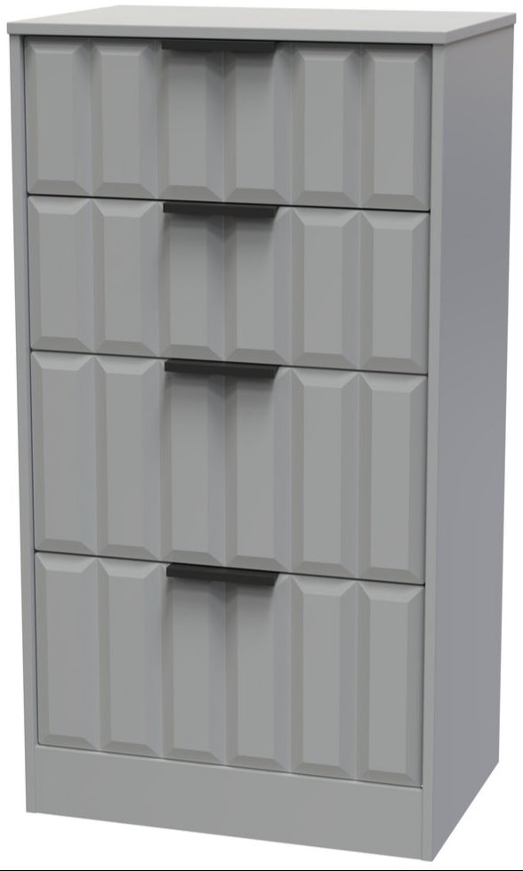 New York 4 Drawer Deep Midi Chest with Black Handles