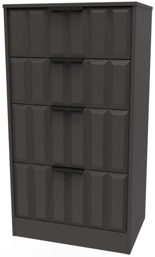 New York 4 Drawer Deep Midi Chest with Black Handles