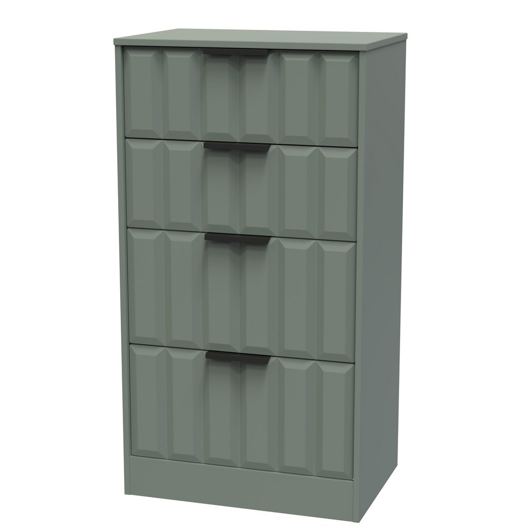 New York 4 Drawer Deep Midi Chest with Black Handles