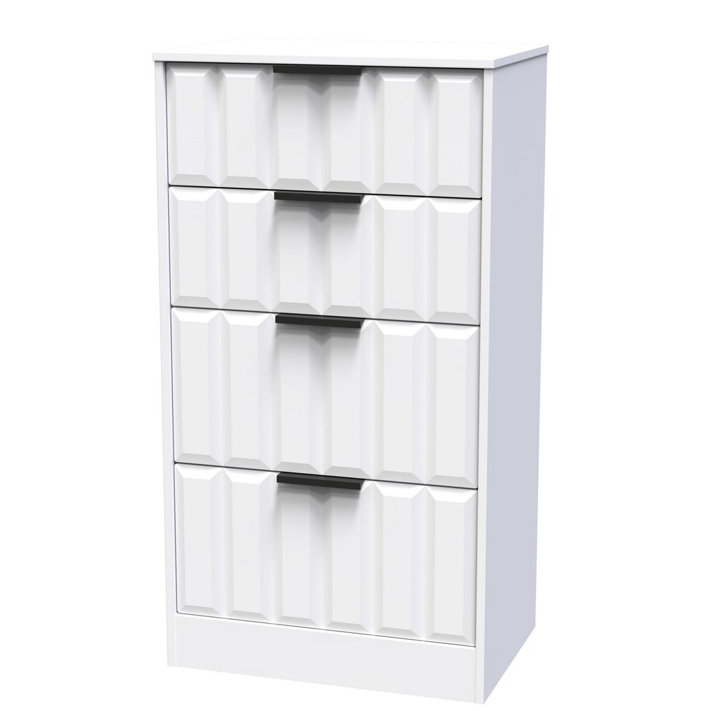 New York 4 Drawer Deep Midi Chest with Black Handles