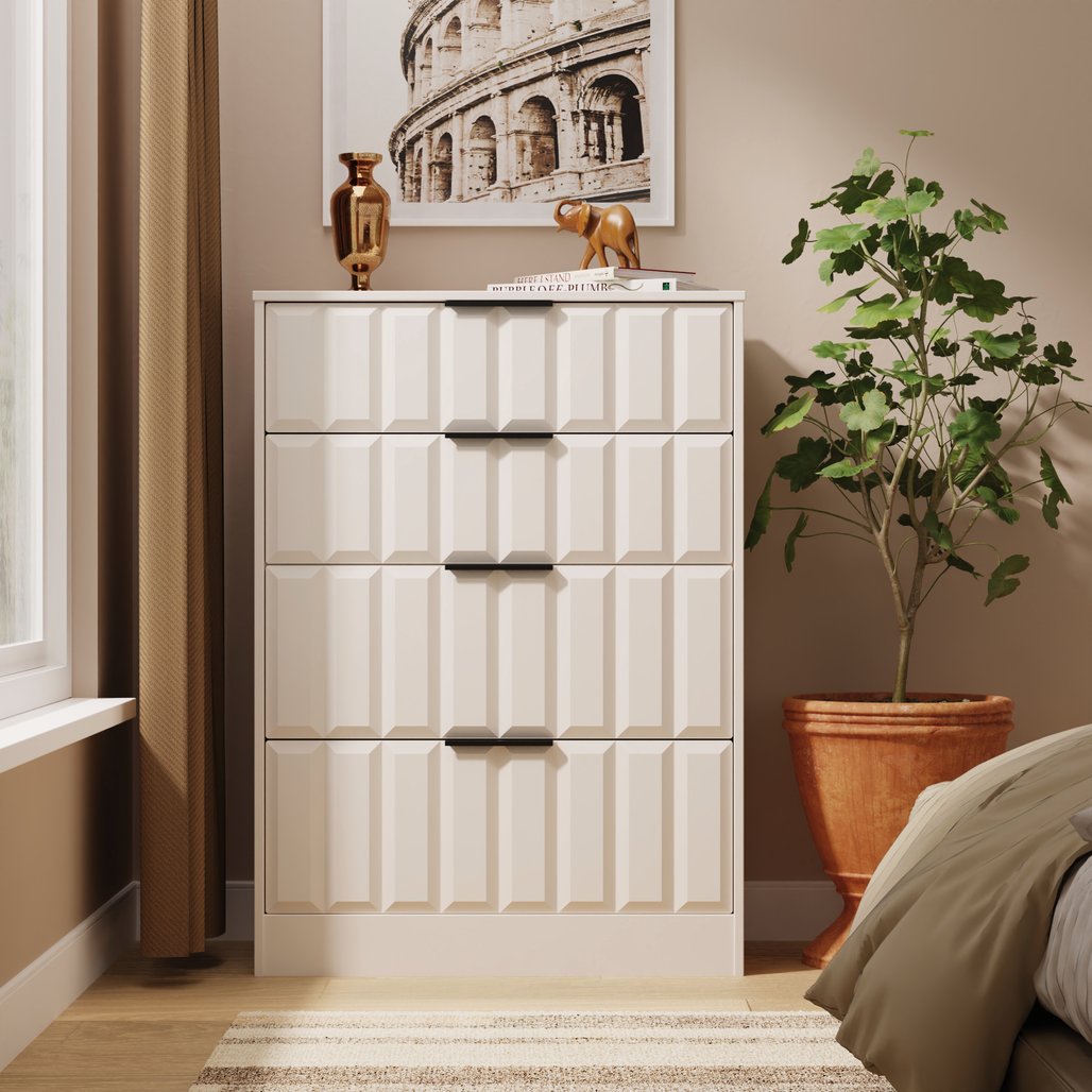New York 4 Drawer Deep Chest with Black Handles