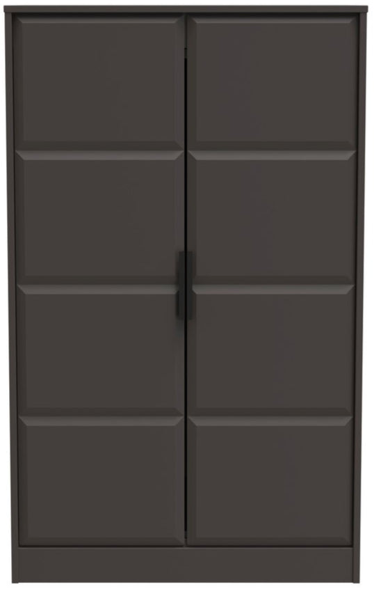 New York 2 Door Double Midi Wardrobe with Black Handles