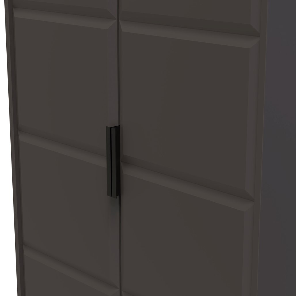 New York 2 Door Double Midi Wardrobe with Black Handles