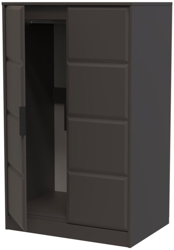 New York 2 Door Double Midi Wardrobe with Black Handles