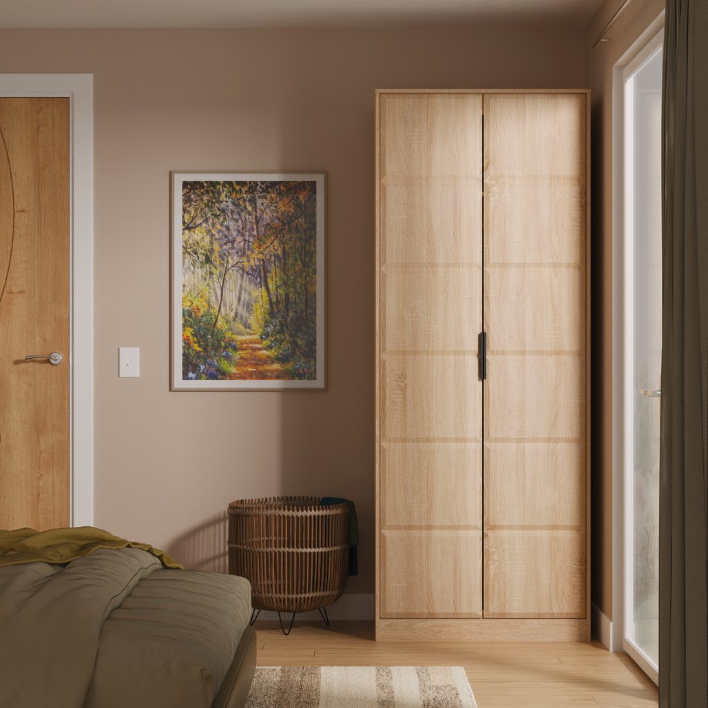 New York Tall 2 Door Double Wardrobe with Black Handles