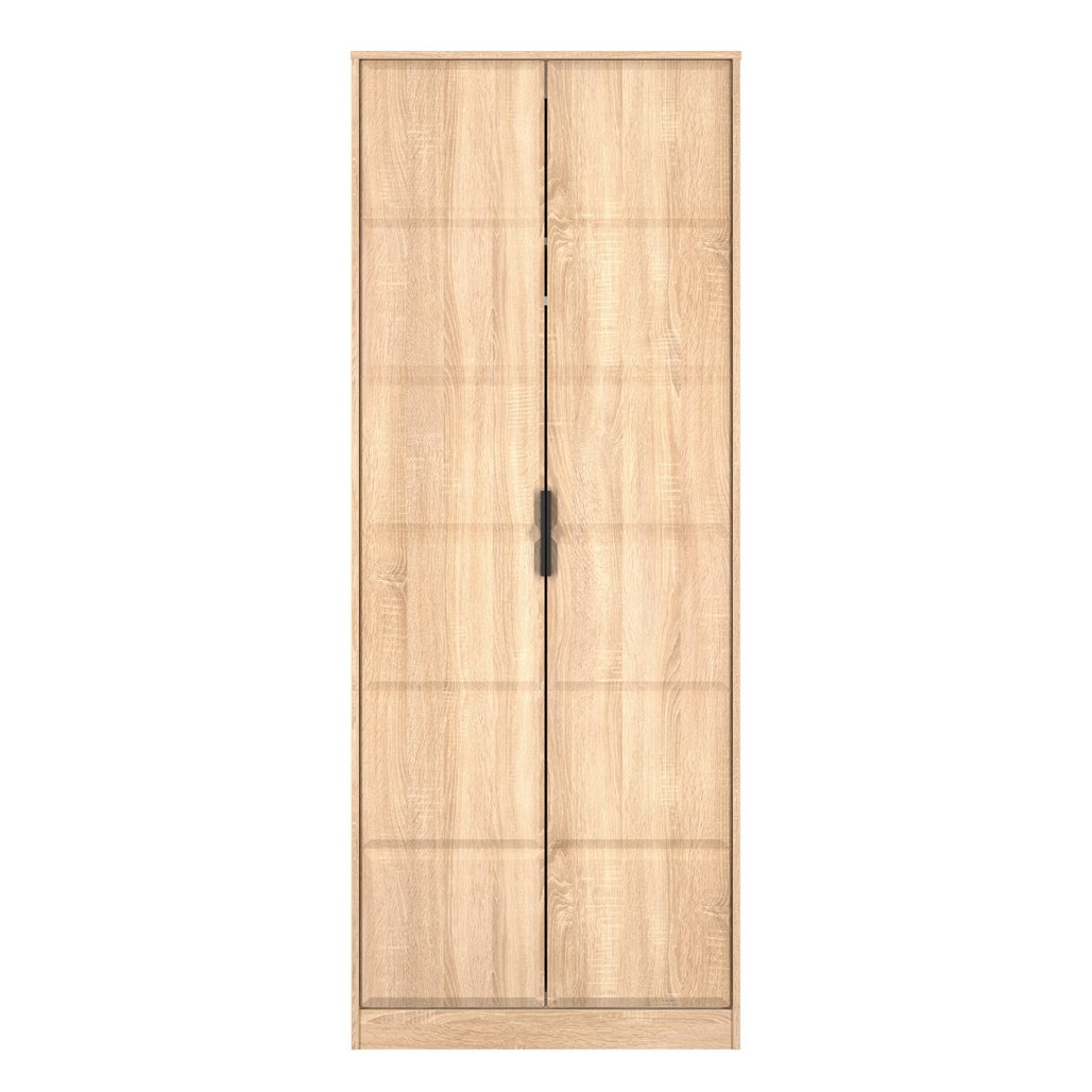 New York Tall 2 Door Double Wardrobe with Black Handles