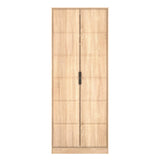 New York Tall 2 Door Double Wardrobe with Black Handles