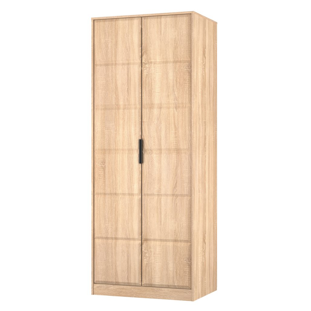 New York Tall 2 Door Double Wardrobe with Black Handles