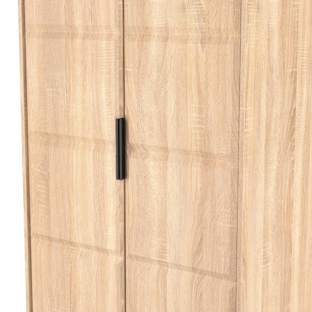 New York Tall 2 Door Double Wardrobe with Black Handles