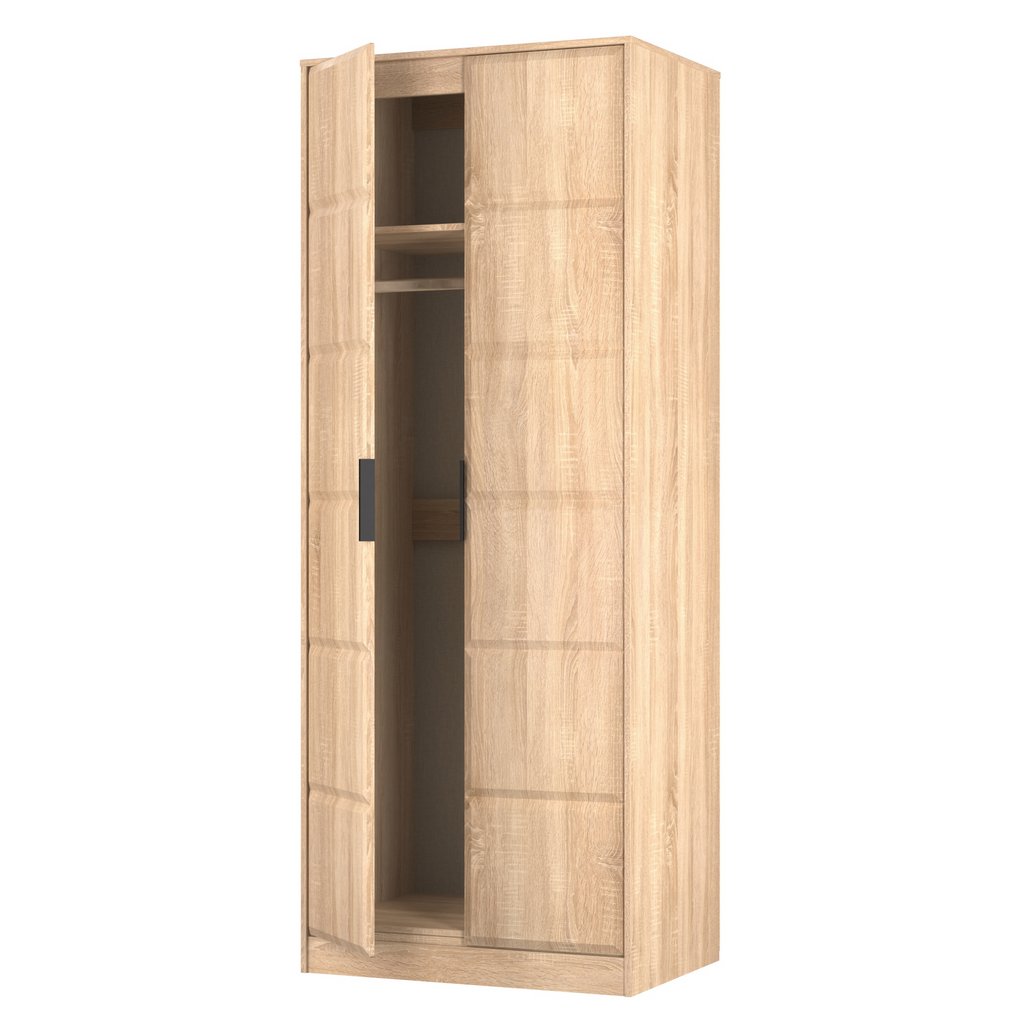 New York Tall 2 Door Double Wardrobe with Black Handles
