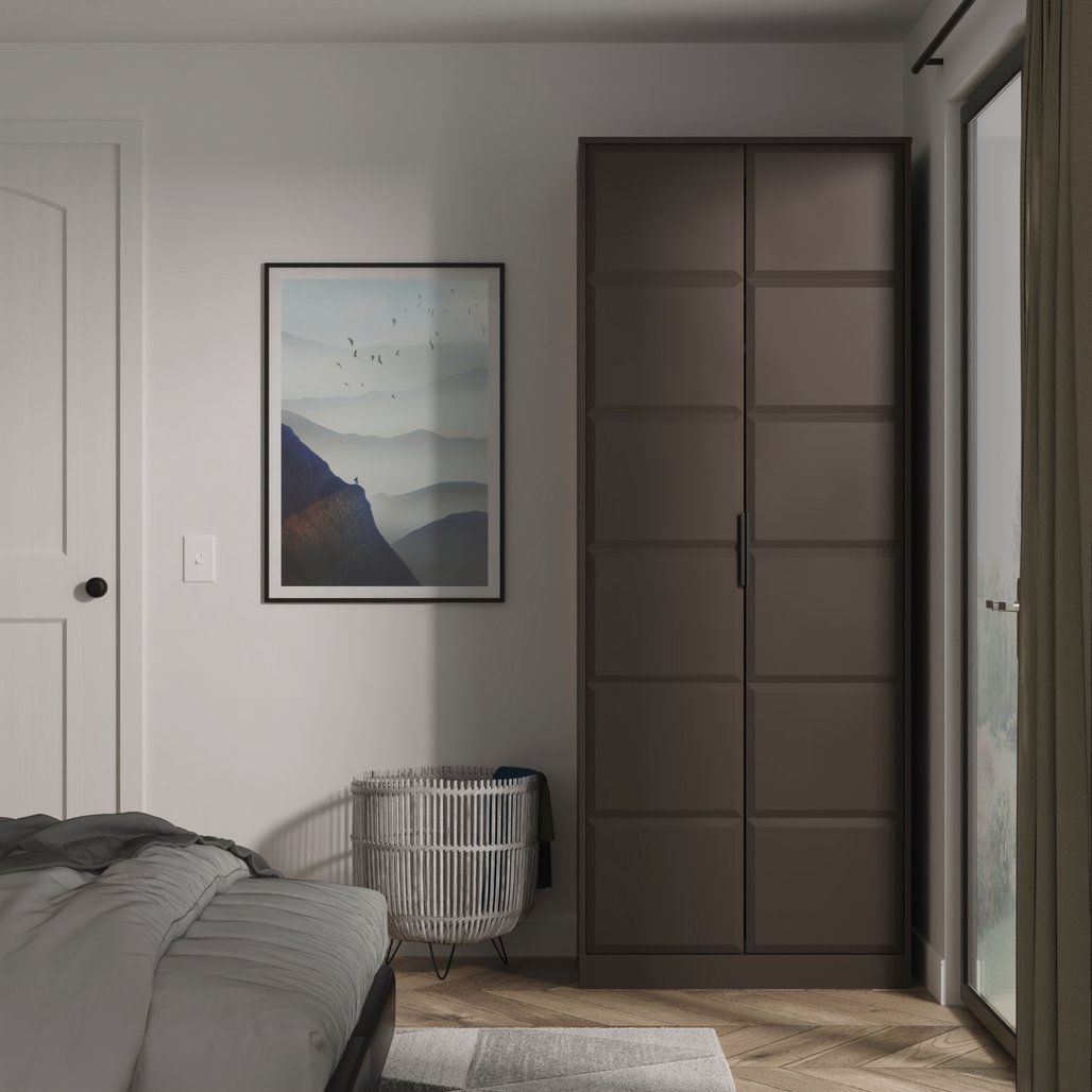 New York Tall 2 Door Double Wardrobe with Black Handles