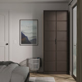 New York Tall 2 Door Double Wardrobe with Black Handles