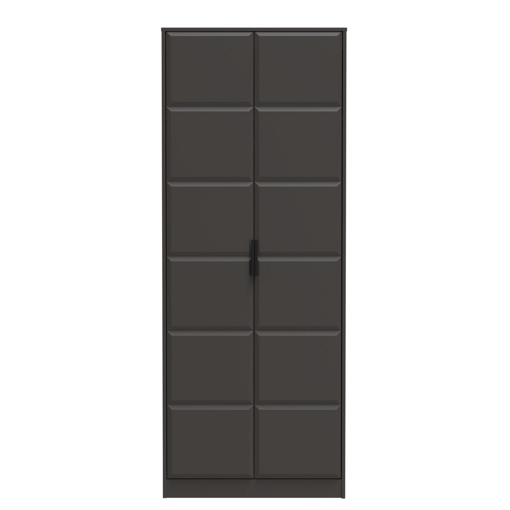 New York Tall 2 Door Double Wardrobe with Black Handles