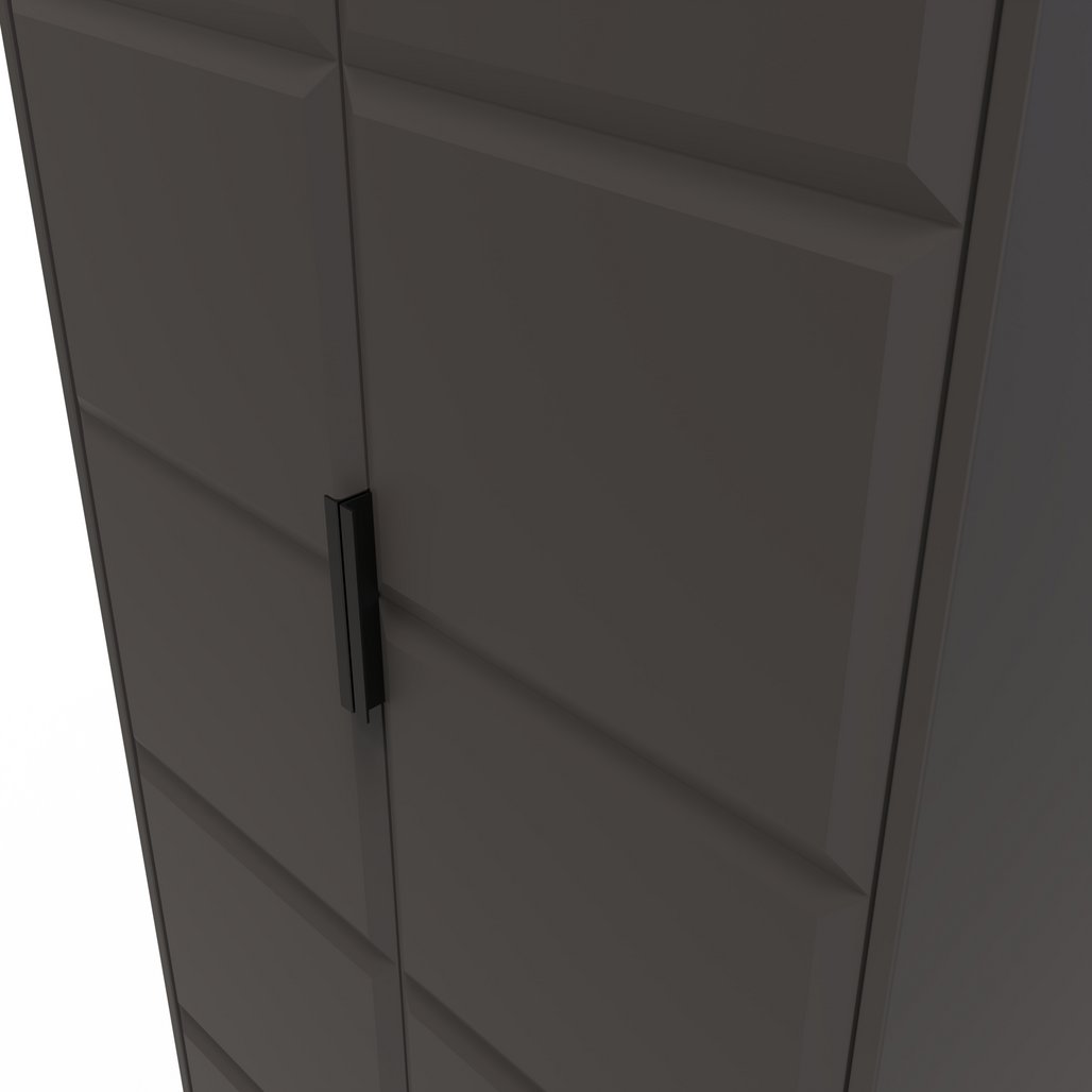 New York Tall 2 Door Double Wardrobe with Black Handles