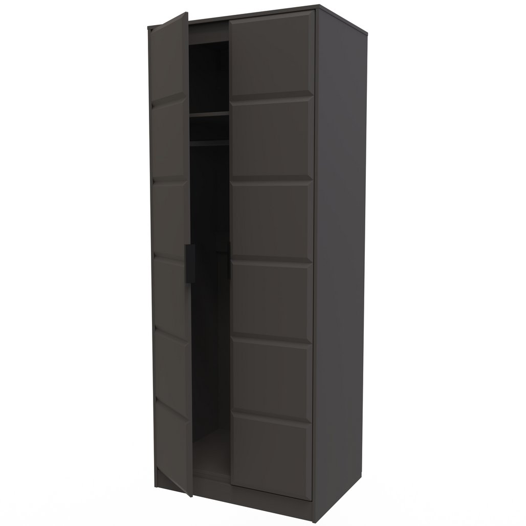 New York Tall 2 Door Double Wardrobe with Black Handles