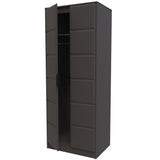 New York Tall 2 Door Double Wardrobe with Black Handles