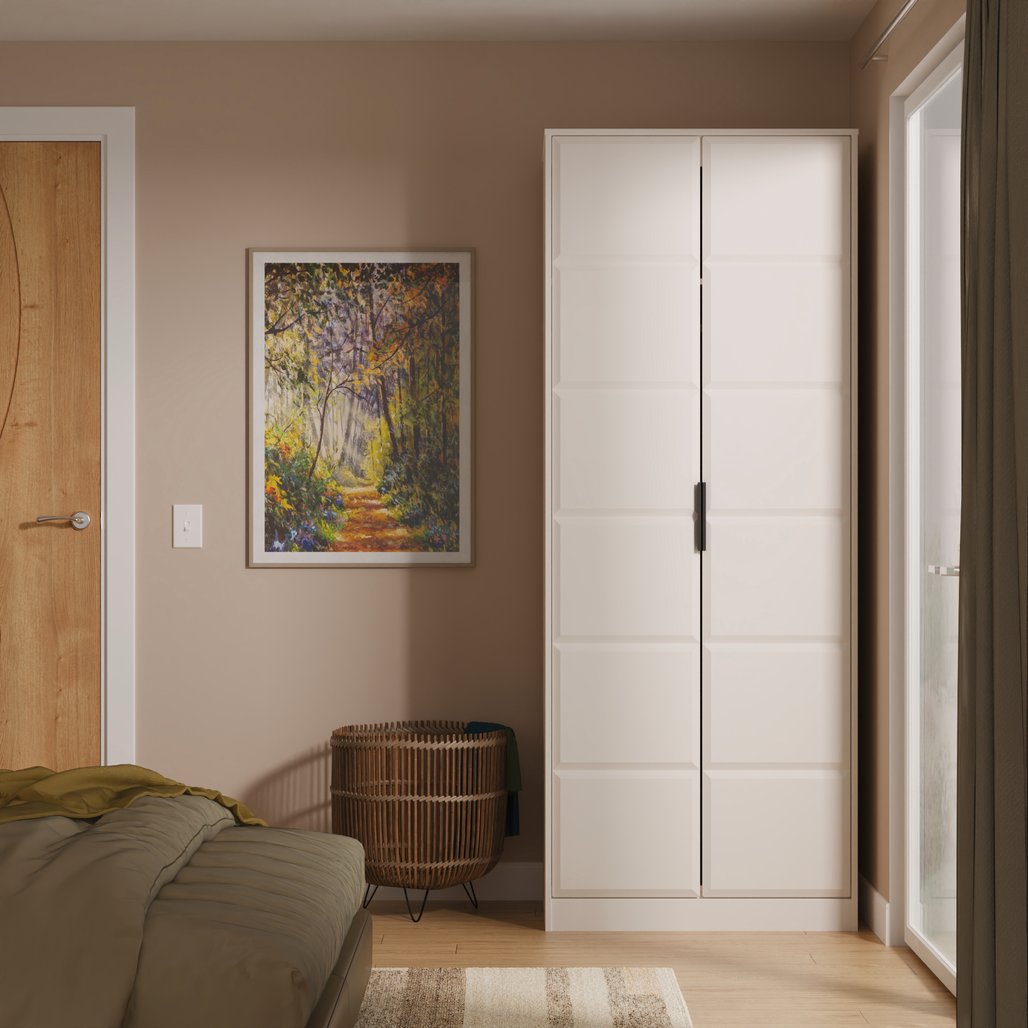 New York Tall 2 Door Double Wardrobe with Black Handles