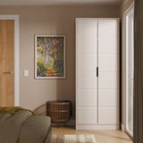 New York Tall 2 Door Double Wardrobe with Black Handles