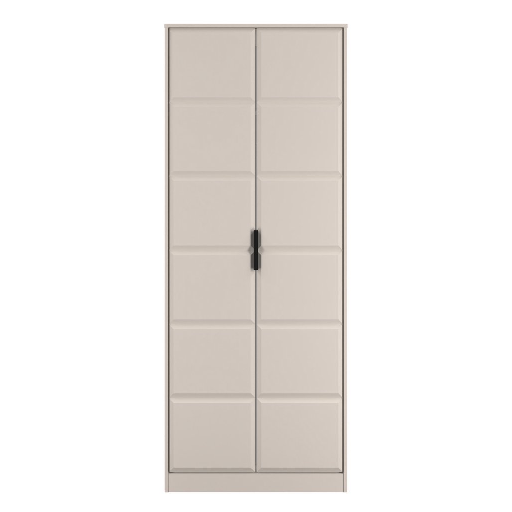 New York Tall 2 Door Double Wardrobe with Black Handles