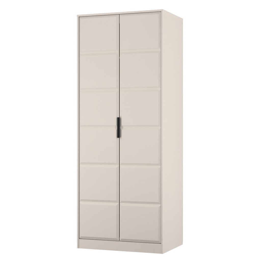 New York Tall 2 Door Double Wardrobe with Black Handles