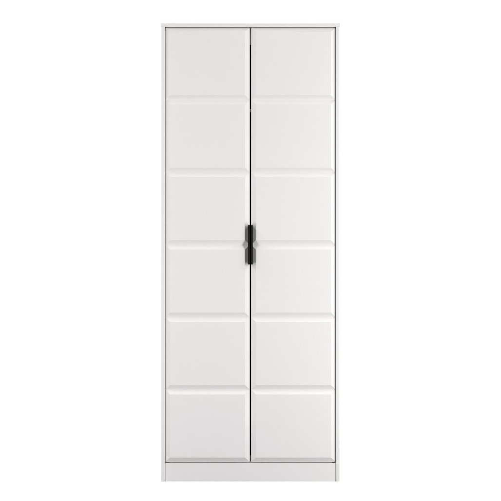 New York Tall 2 Door Double Wardrobe with Black Handles