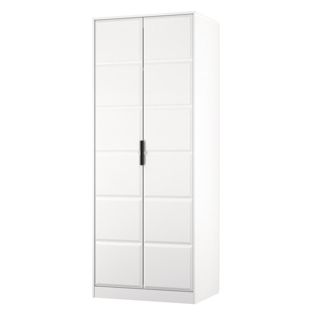 New York Tall 2 Door Double Wardrobe with Black Handles