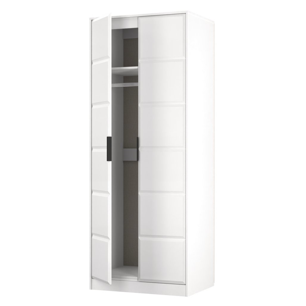 New York Tall 2 Door Double Wardrobe with Black Handles