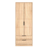 New York Tall 2 Door 2 Drawer Double Wardrobe with Black Handles